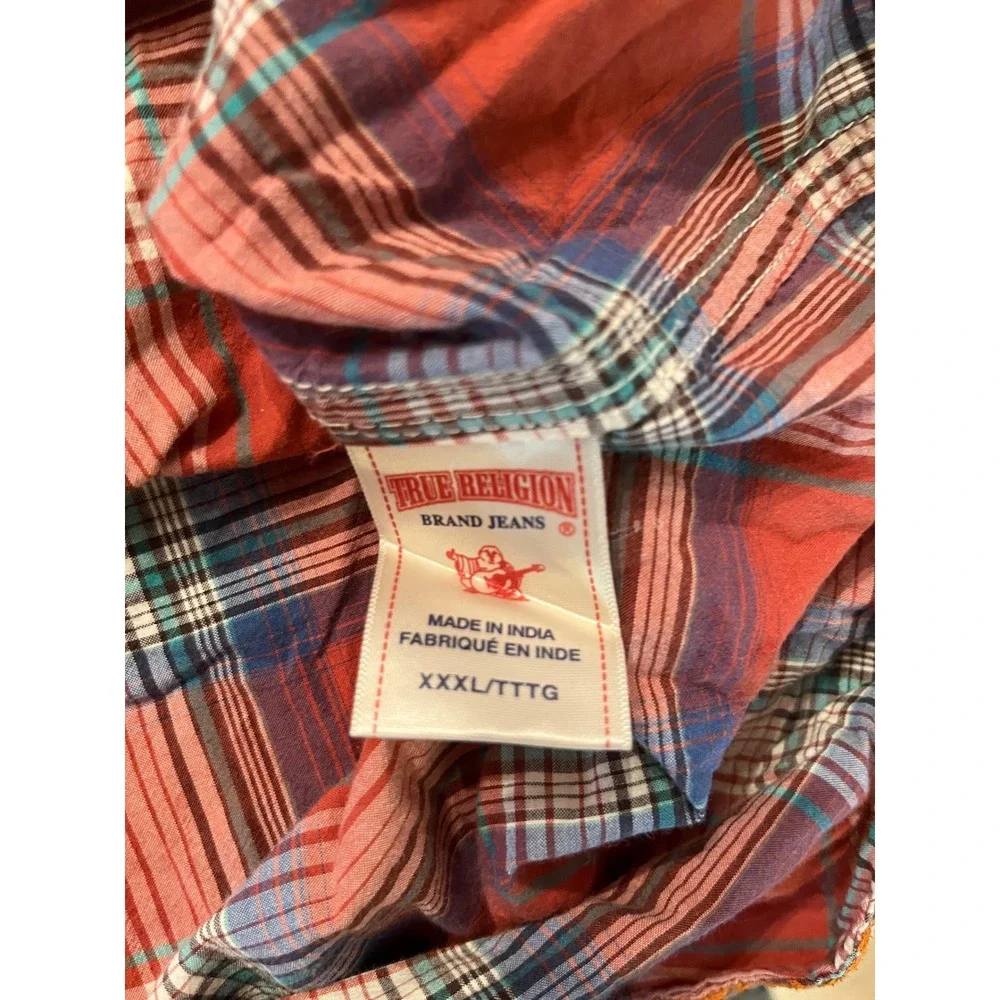 True Religion Long Sleeve Pearl Snap Long Sleeve‎ Shirt Western Plaid Size 3XL